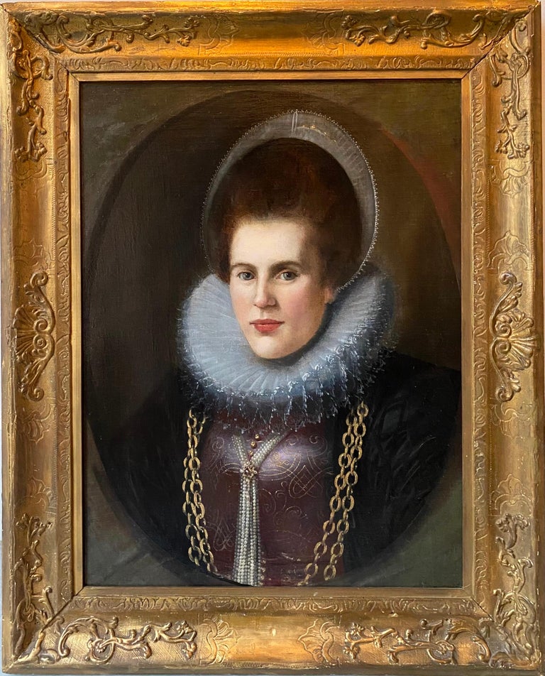 Unknown - 17th century Dutch Old Master Portrait Painting of a lady ...