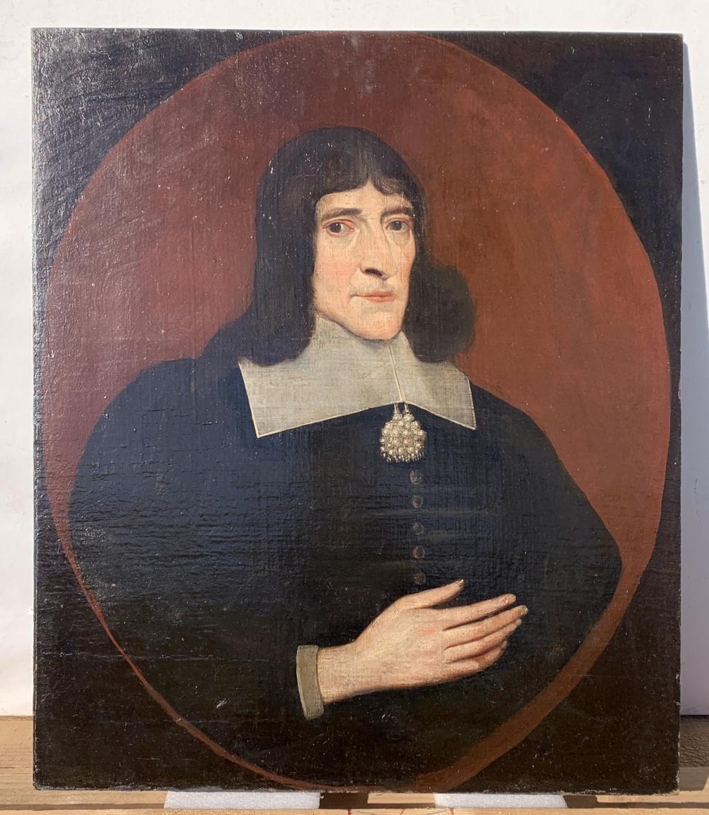 17th century English figure painting - Portrait nobleman - Oil on canvas - Painting by Unknown