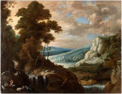 17th century Flemish landscape painting - River view - Oil on canvas Paul Brill
