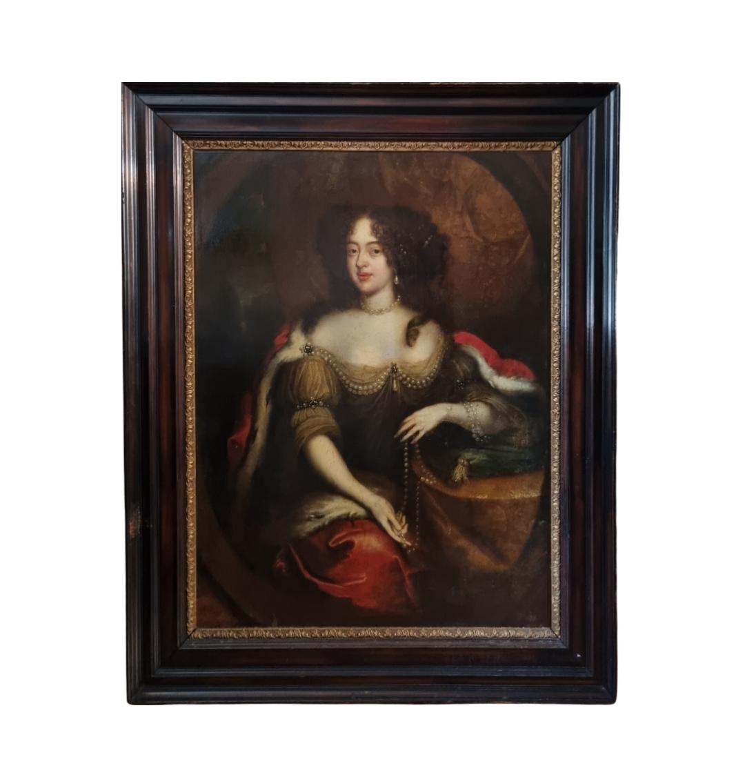 Ölgemälde auf Leinwand, 17. Jahrhundert, Porträt Catherine von Braganza, königlicher Gemälde, Gemälde – Painting von Unknown