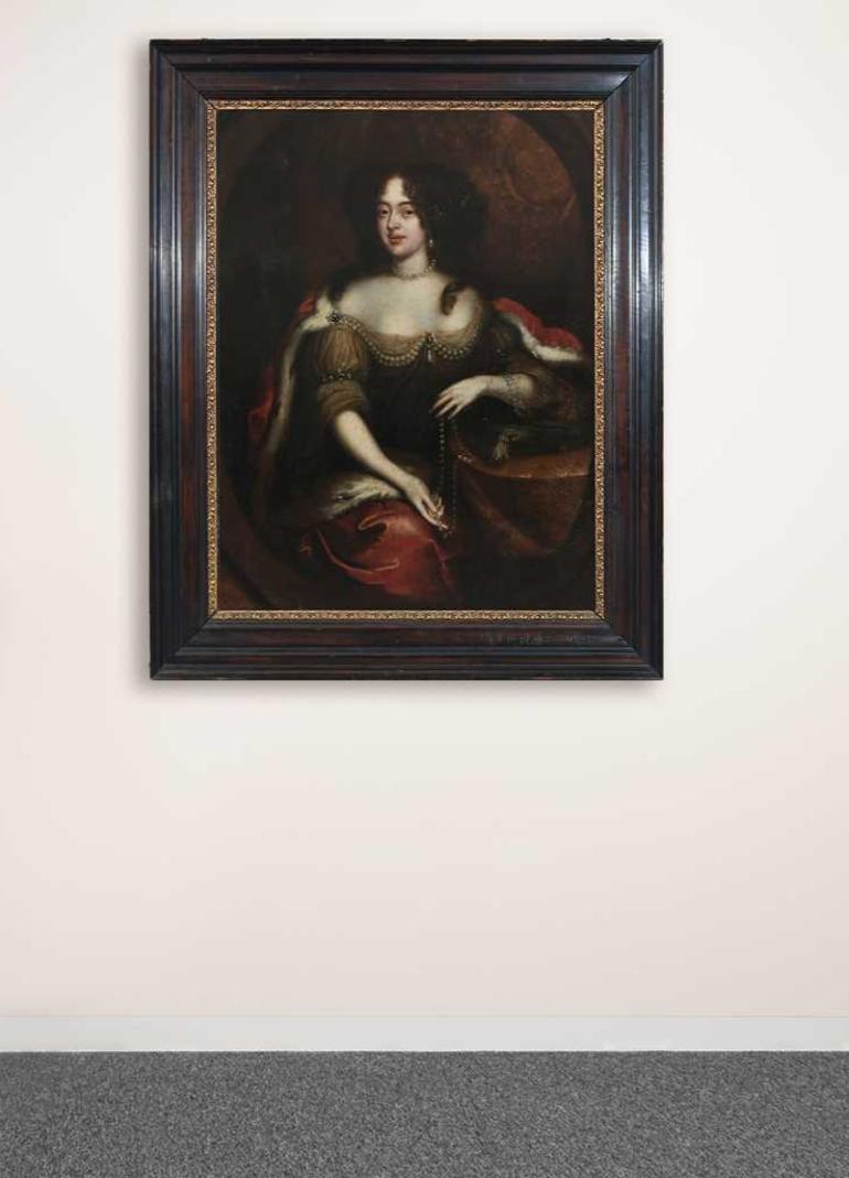 17th Century Oil Painting on Canvas Portrait Catherine of Braganza Queen Consort For Sale 1