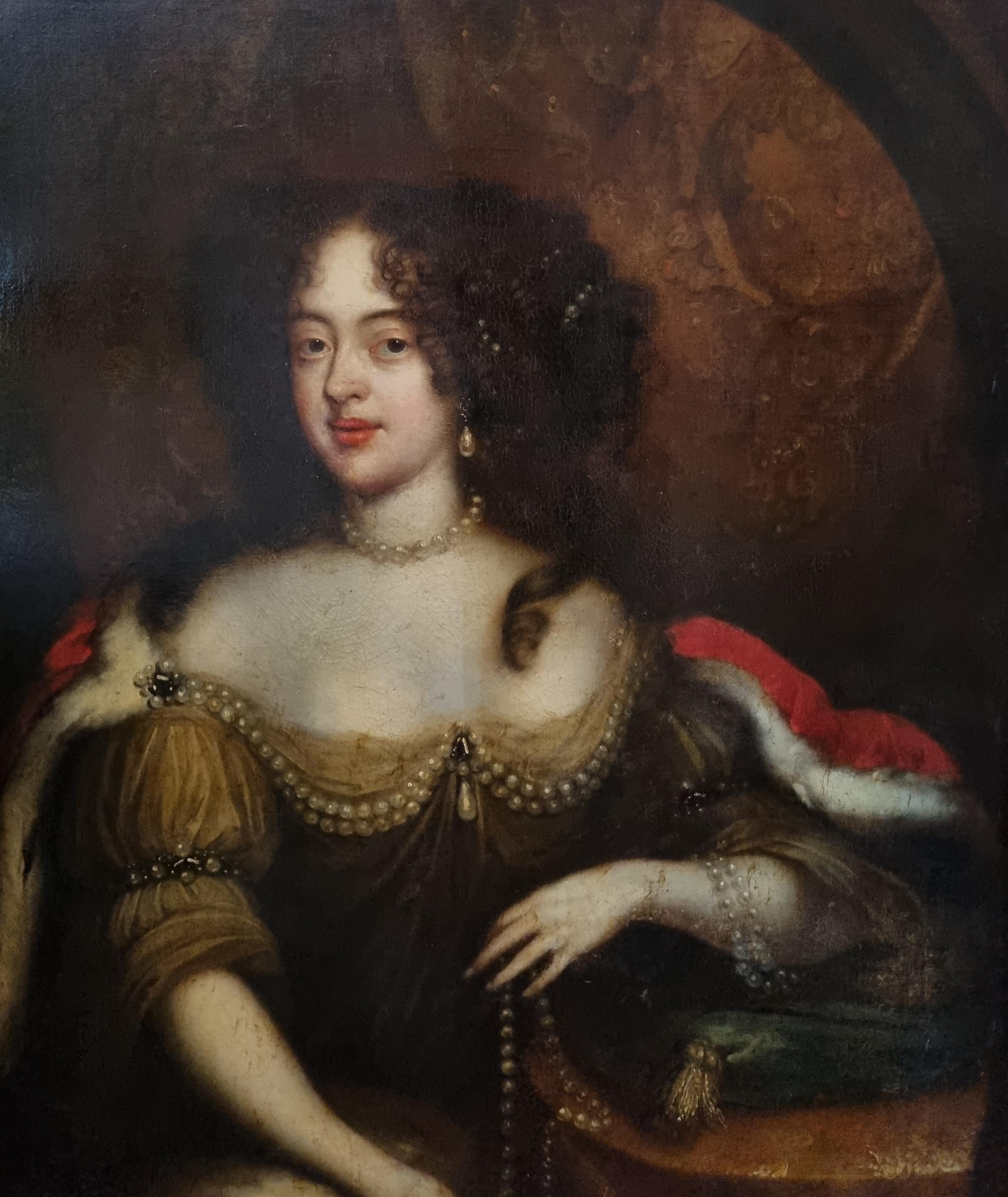 17th Century Oil Painting on Canvas Portrait Catherine of Braganza Queen Consort For Sale 3