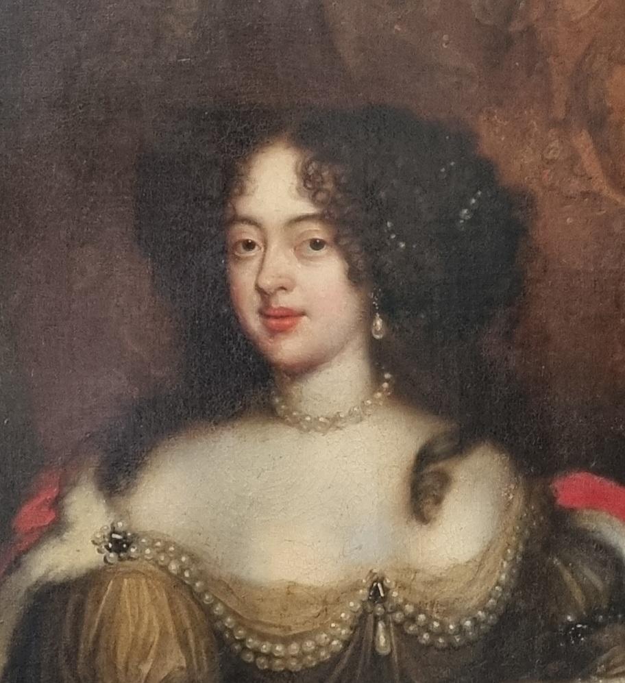 17th Century Oil Painting on Canvas Portrait Catherine of Braganza Queen Consort For Sale 4