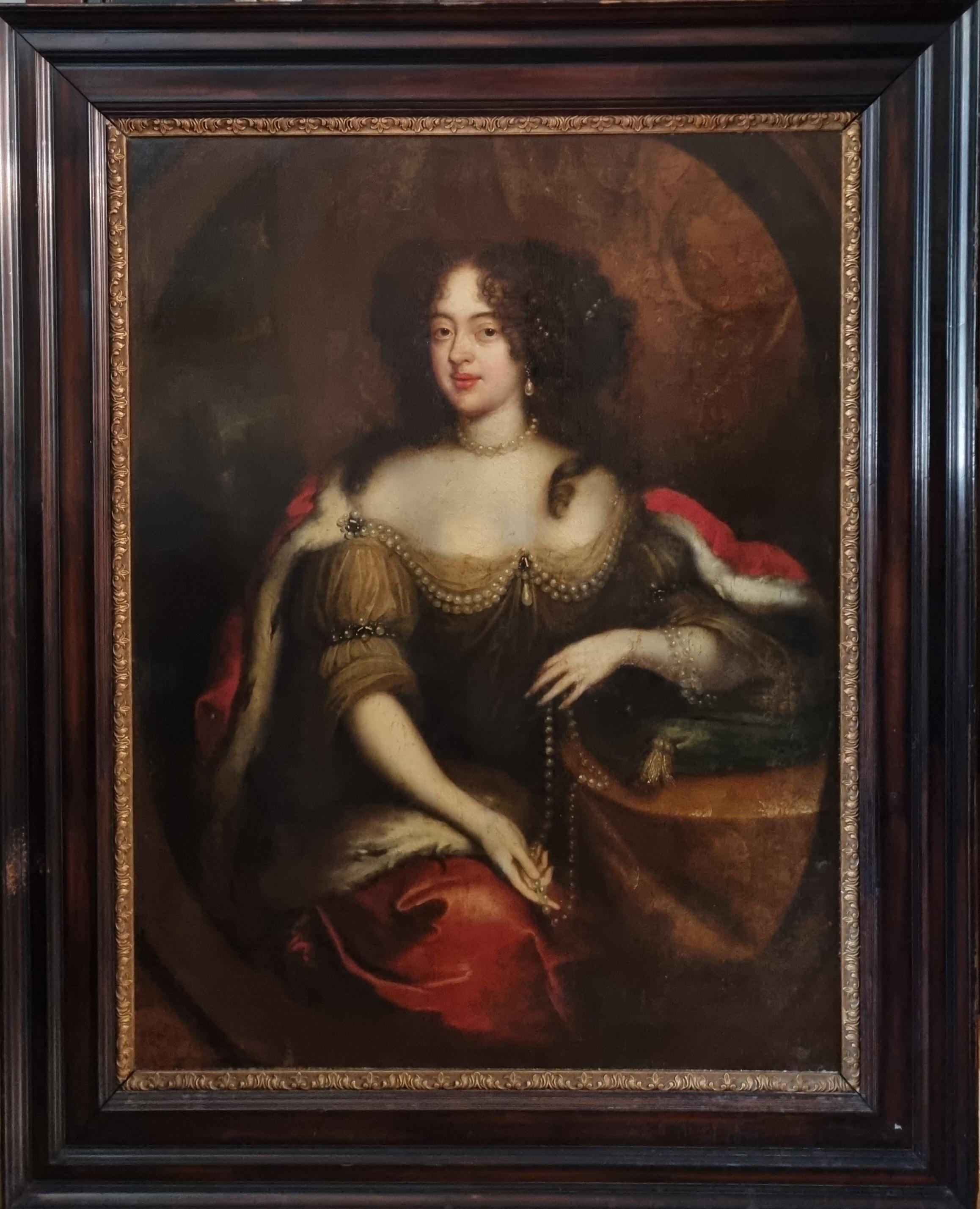 Unknown Portrait Painting - 17th Century Oil Painting on Canvas Portrait Catherine of Braganza Queen Consort