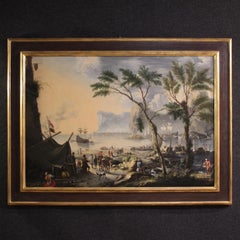 17th-century Flemish painting, a large landscape featuring sailing ships