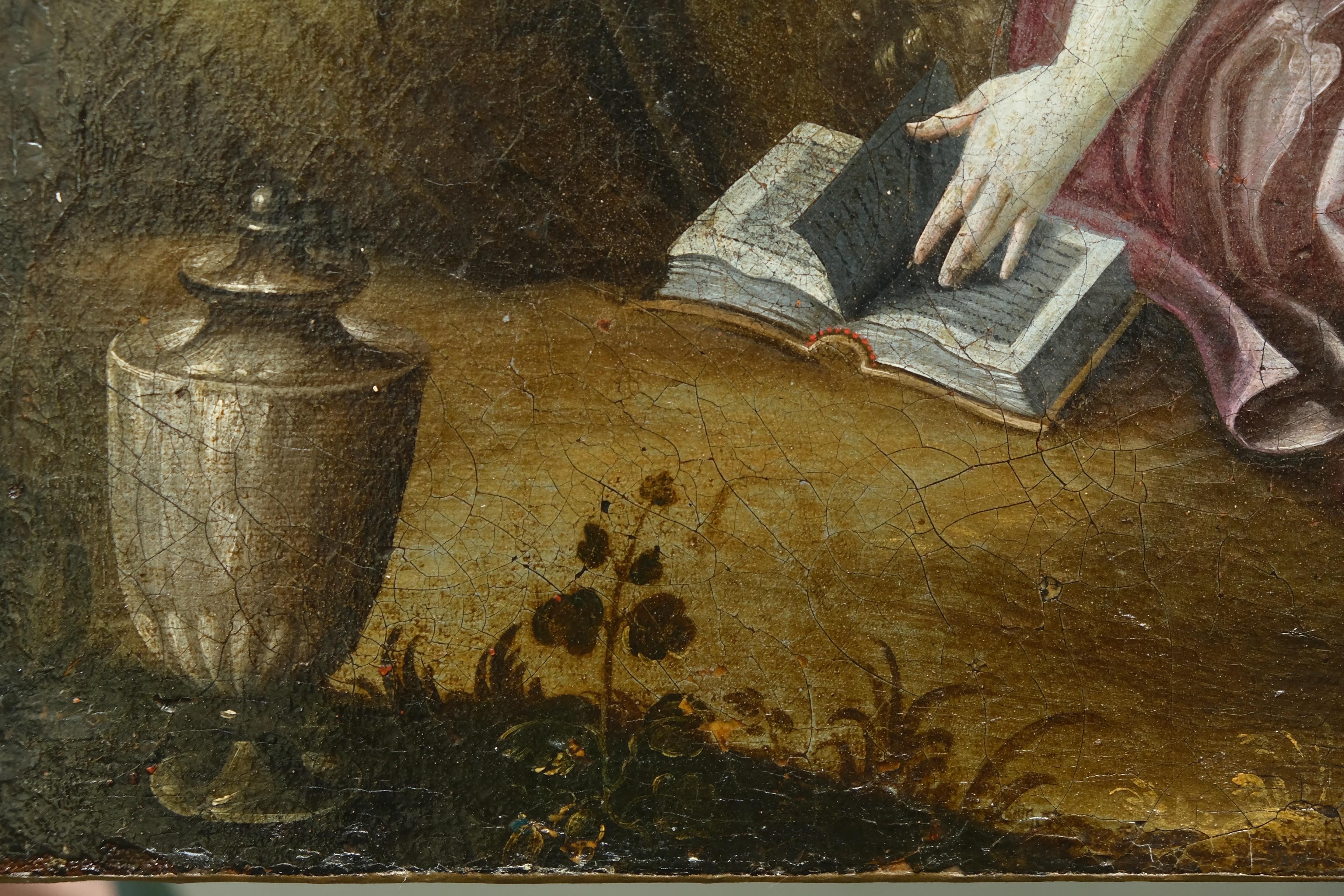 17th century Flemish wooded landscape with castle and hilltop town. in vendita 13