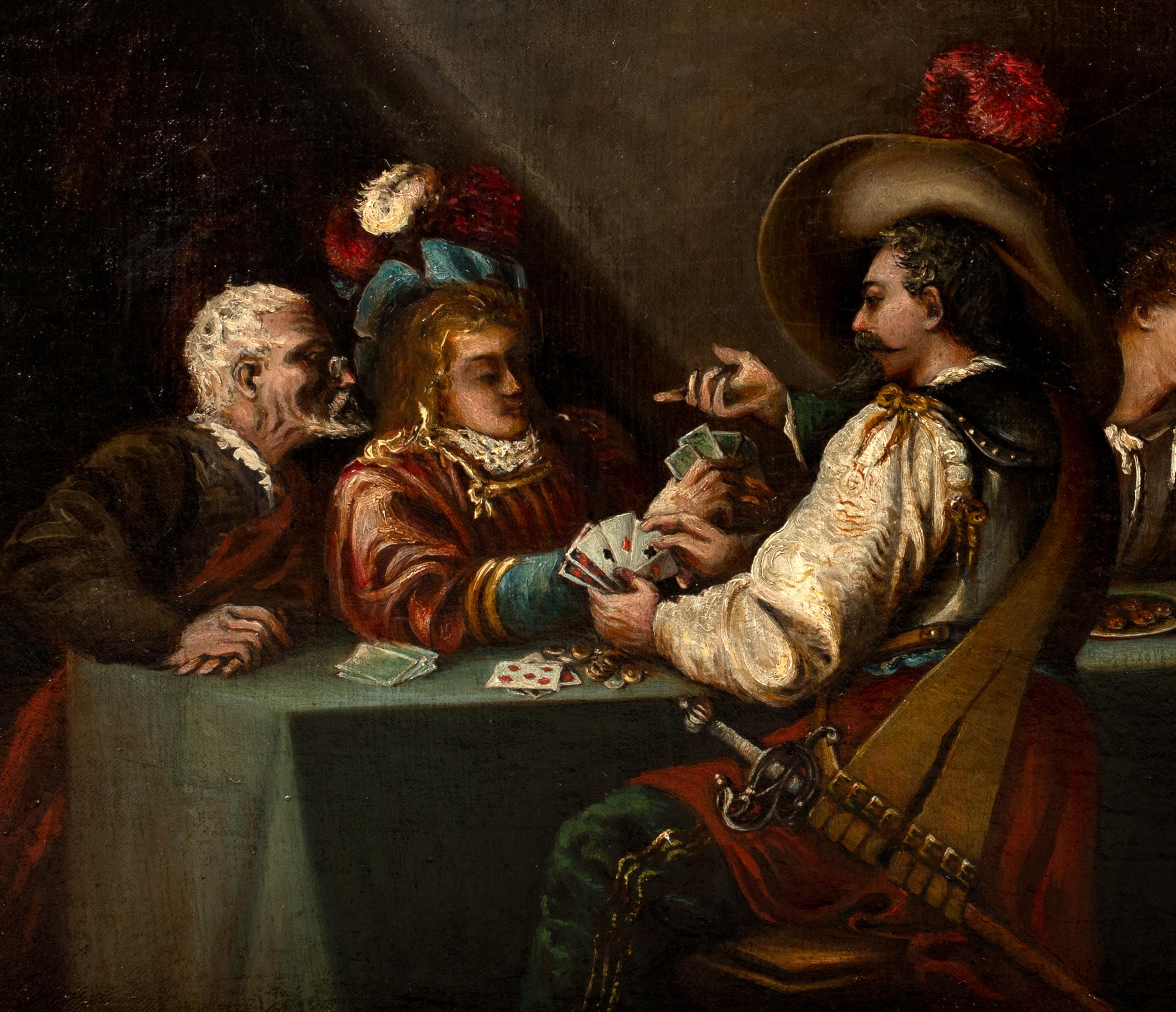 17th Century French Cavaliers Gambling, Card Game Cheats, 19th Century For Sale 7