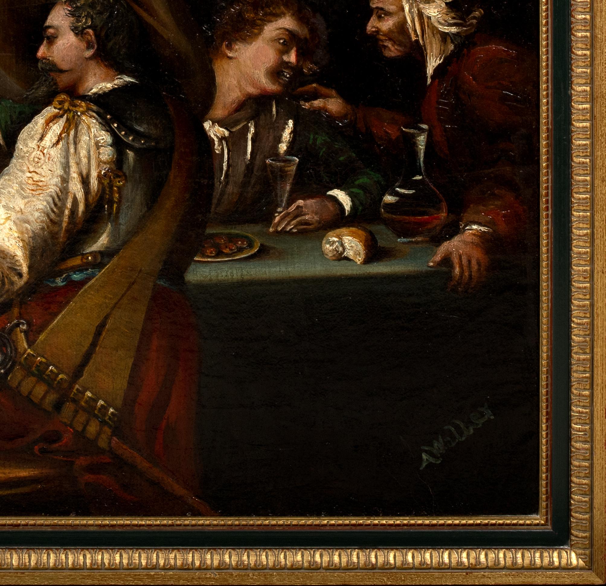 17th Century French Cavaliers Gambling, Card Game Cheats, 19th Century For Sale 1