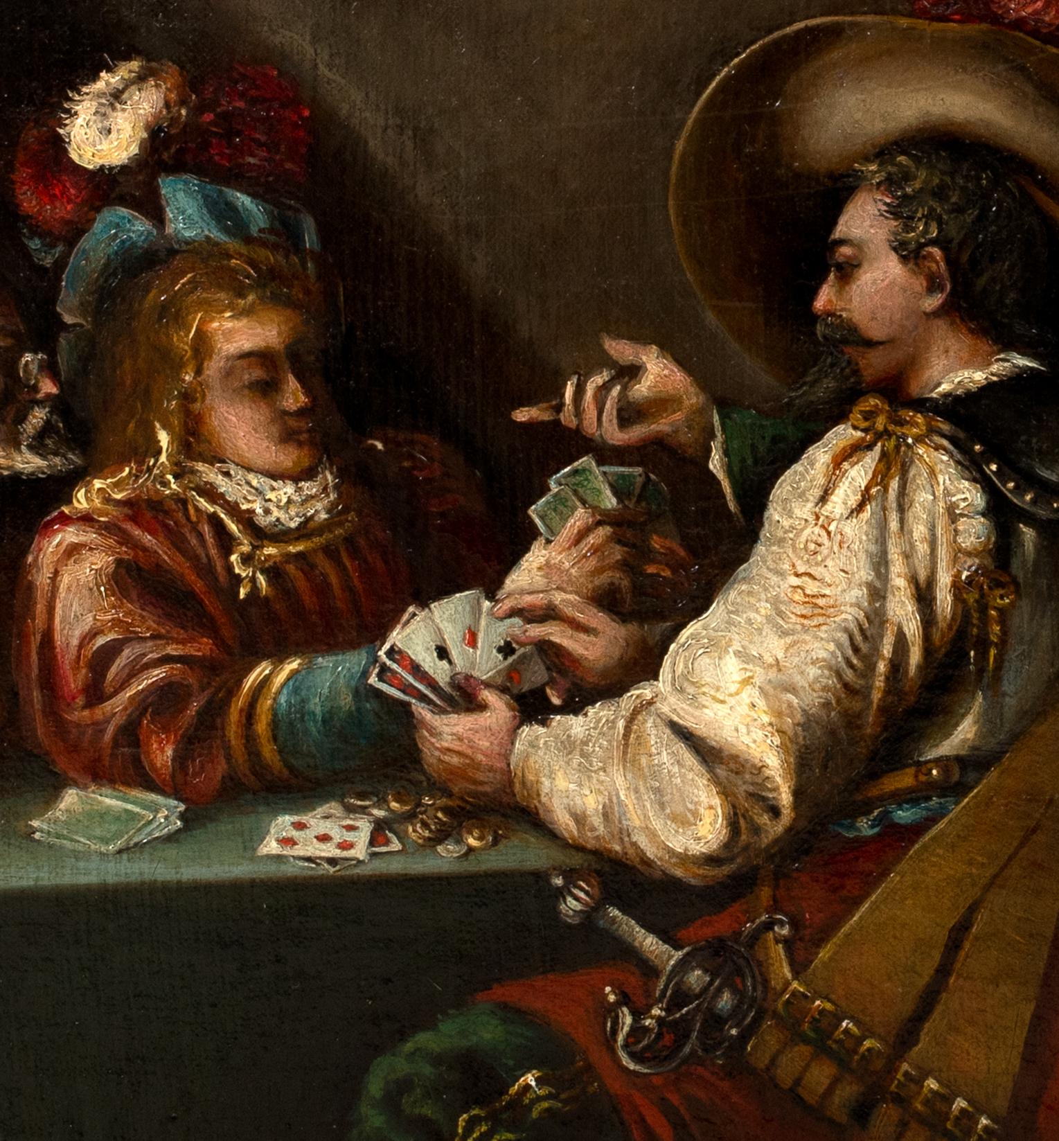 17th Century French Cavaliers Gambling, Card Game Cheats, 19th Century For Sale 3