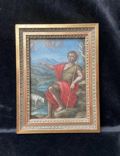 17th Century French School, Saint John the Baptist, oil on copper