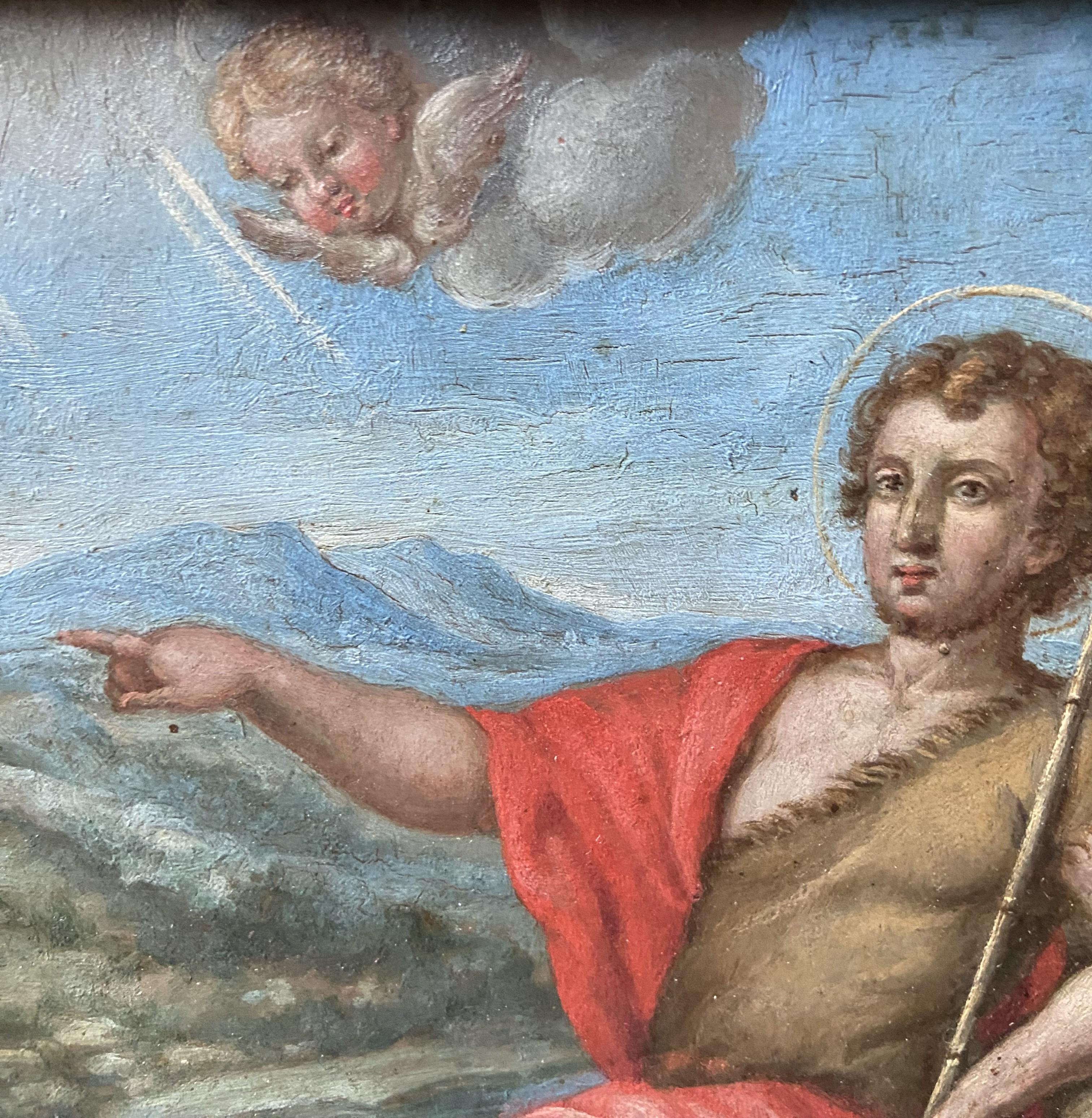 Scuola francese del 17° secolo, Saint Johns, olio su rame 2