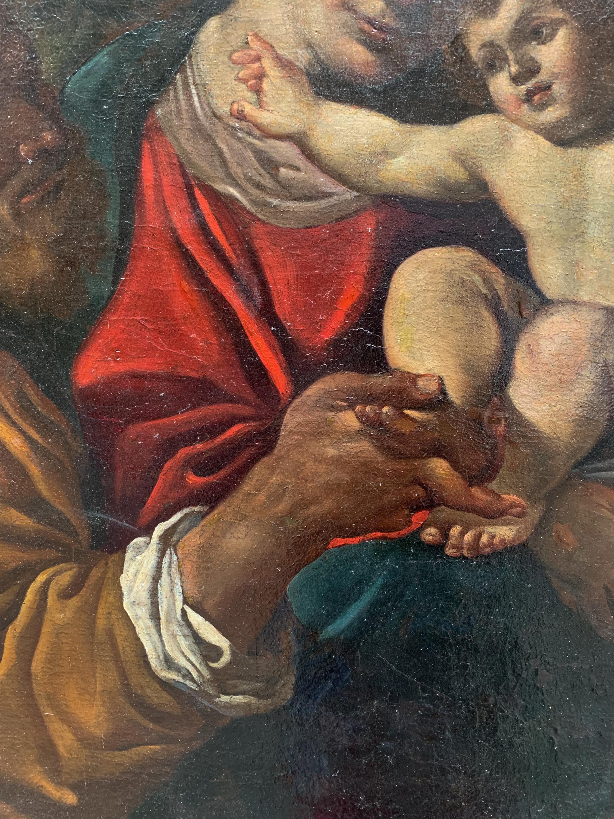 The Holy Family with the Infant Saint John the Baptist – Bolognese School, 17th century
Attribution: Attributable to Francesco Brizio (Bologna, 1574–1623)
Medium: Oil on canvas
Dimensions: 94.5 x 74.5 cm (without frame)
Framed dimensions: 119 x 94