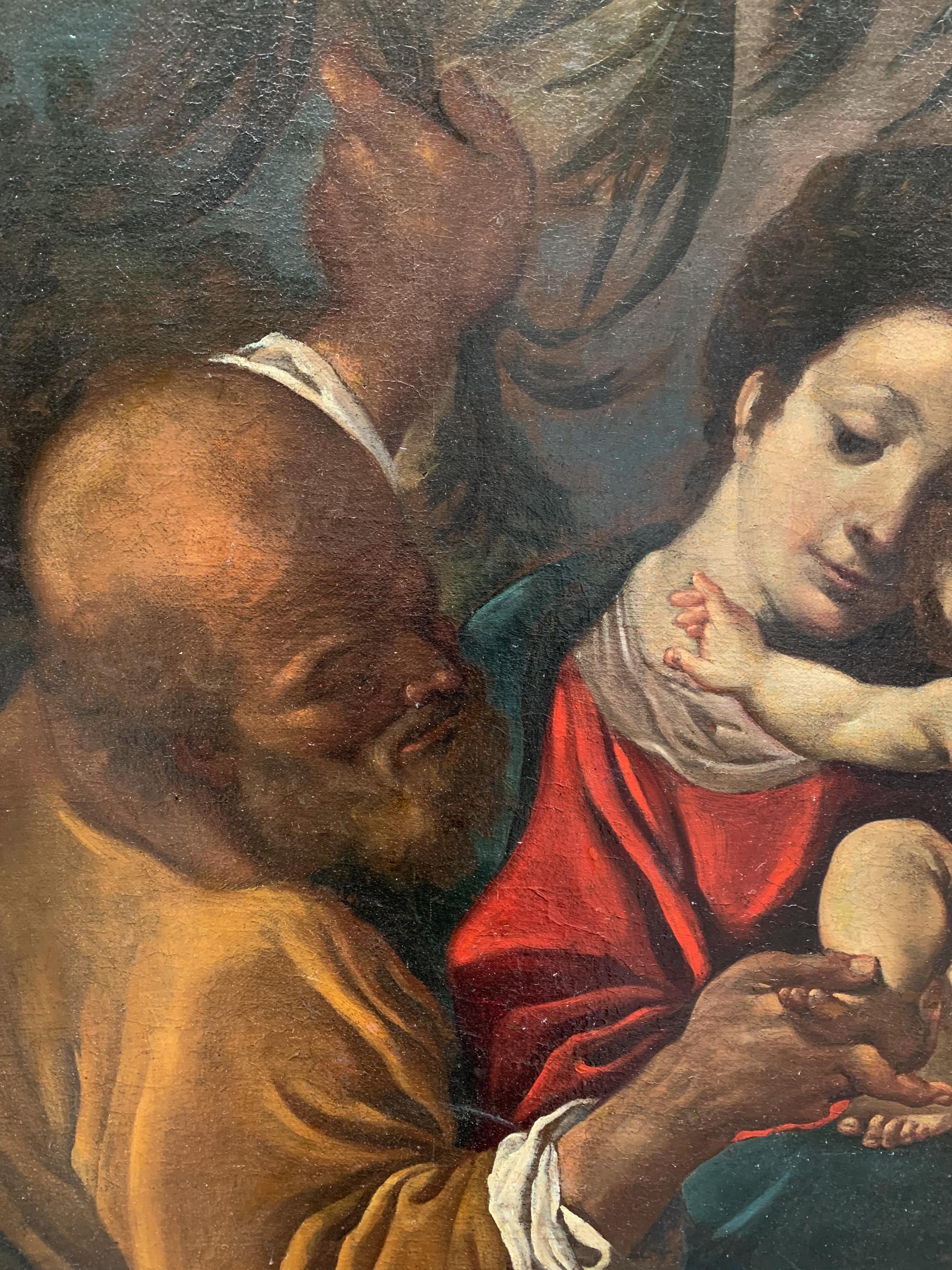 17th century . Holy Family with the Saint John the Baptist – Bolognese School For Sale 1
