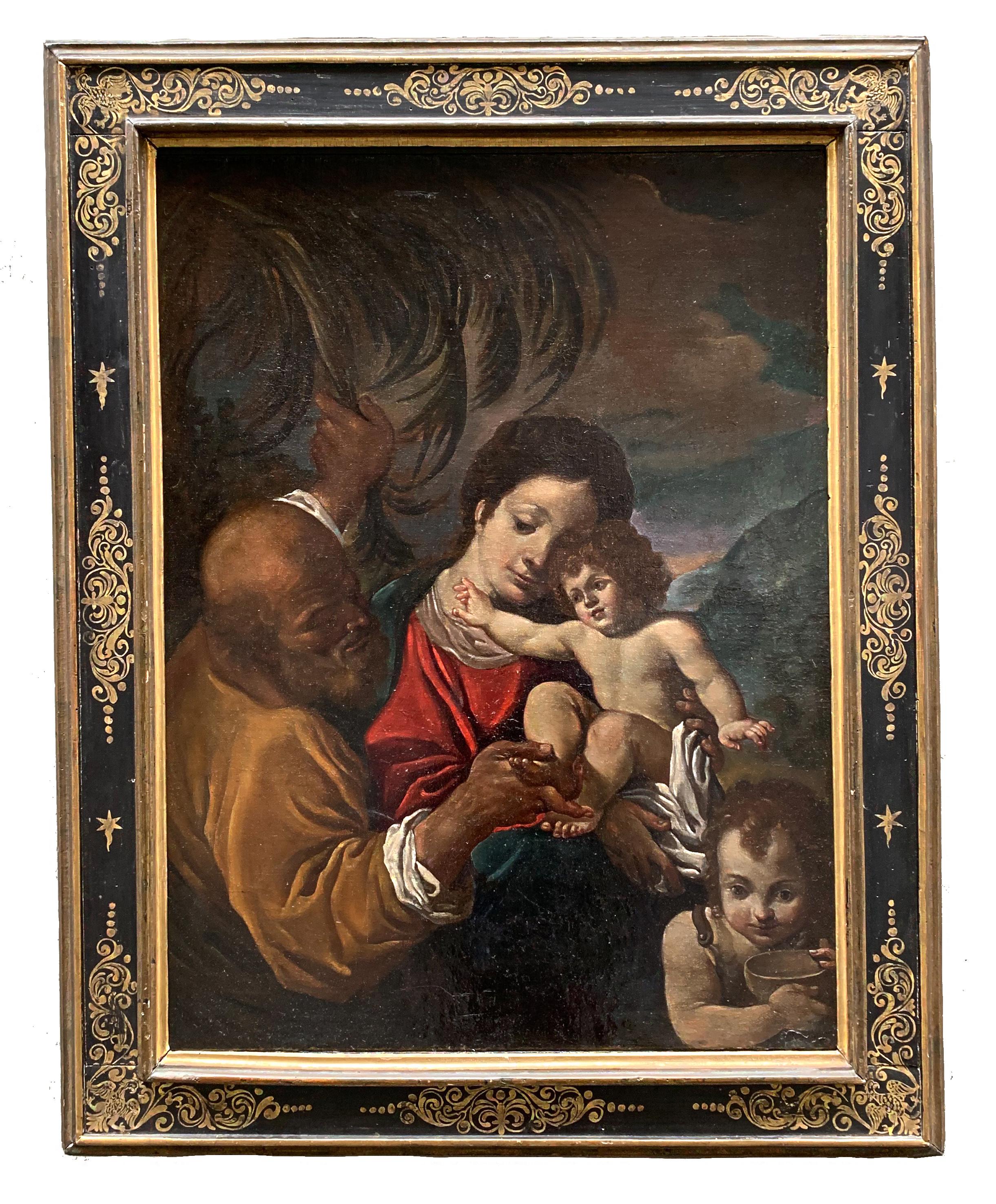 17th century . Holy Family with the Saint John the Baptist – Bolognese School