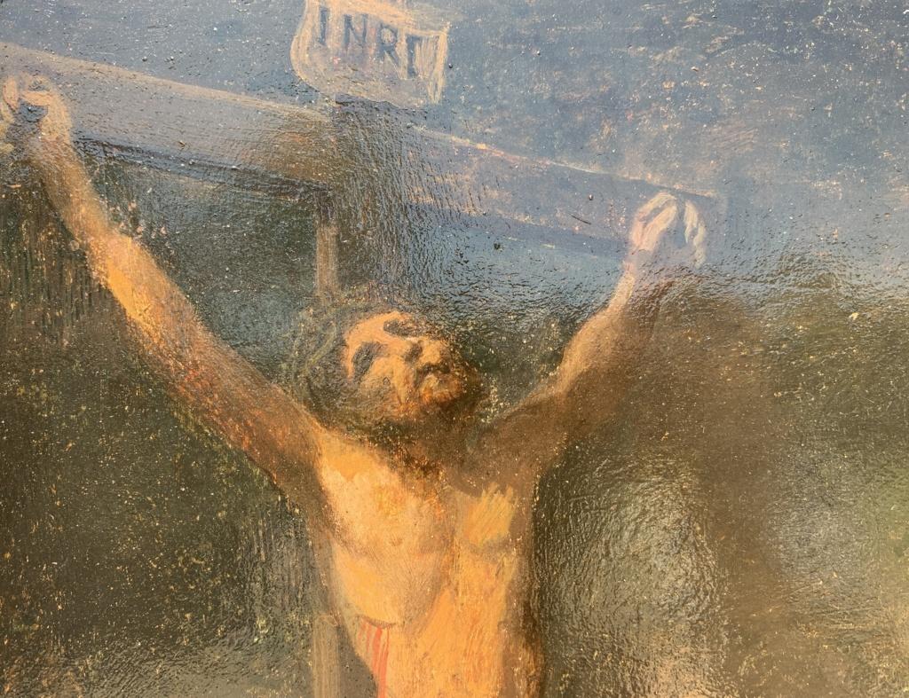 17th century Italian figure painting - Crucifixion - Oil on panel Italy 1