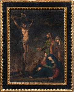 17th century Italian figure painting - Crucifixion - Oil on panel Italy
