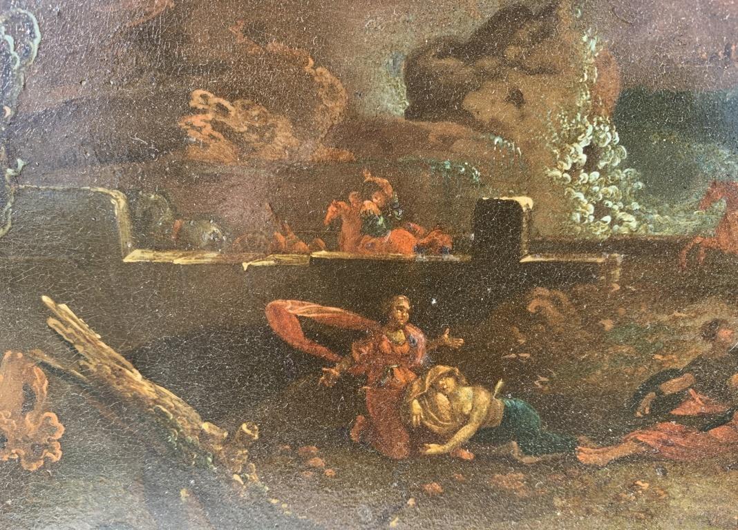 17th century Italian figure painting - Fall of Fetonte - Oil on copper Landscape For Sale 6