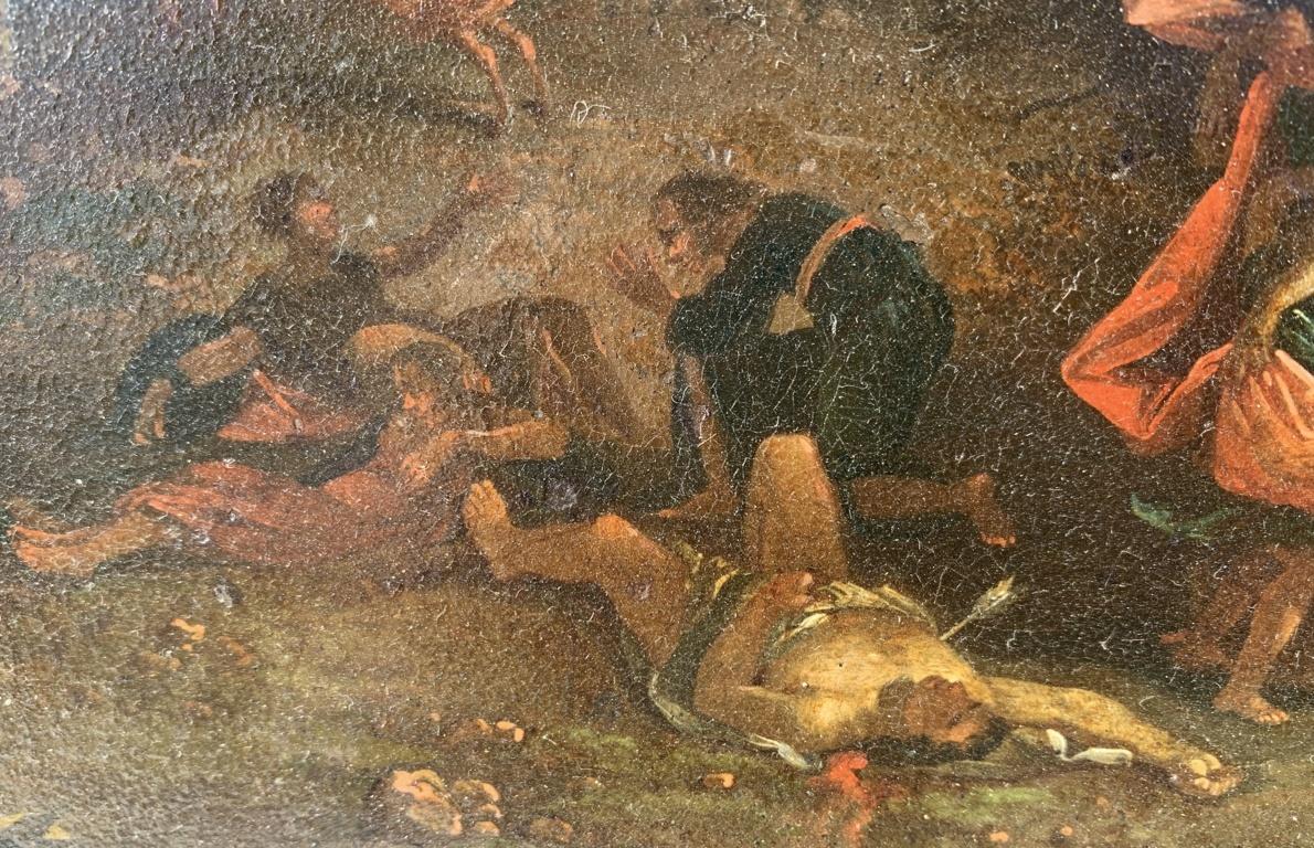 17th century Italian figure painting - Fall of Fetonte - Oil on copper Landscape For Sale 7