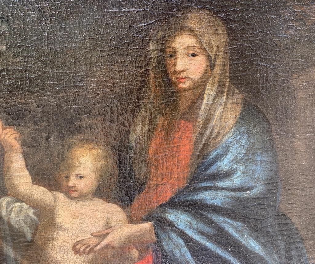 Peintre italien baroque - peinture de personnages du XVIIe siècle - Sainte Famille - Vierge en vente 6