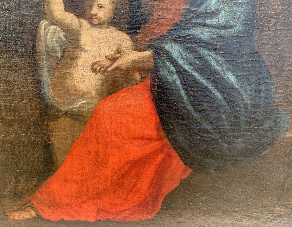 Peintre italien baroque - peinture de personnages du XVIIe siècle - Sainte Famille - Vierge - Baroque Painting par Unknown