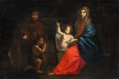 17th century Italian figure painting - Holy Family - Oil on canvas Virgin Child