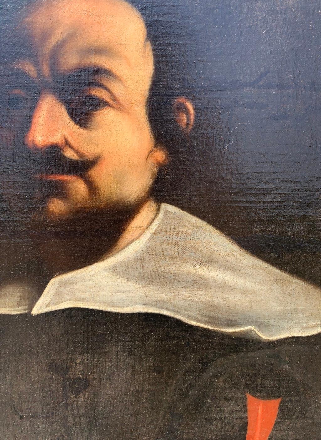 17th century Italian figure painting - Lanfranco Portrait - Oil on canvas Italy 3