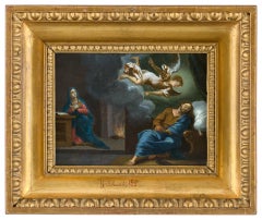 17th century Italian figure painting - Saint Joseph Annunciation - Oil on copper