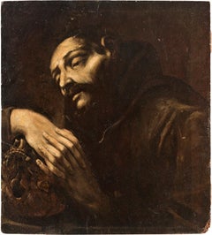 17th century Italian figure painting - St. Francis - Oil on canvas Italy Baroque