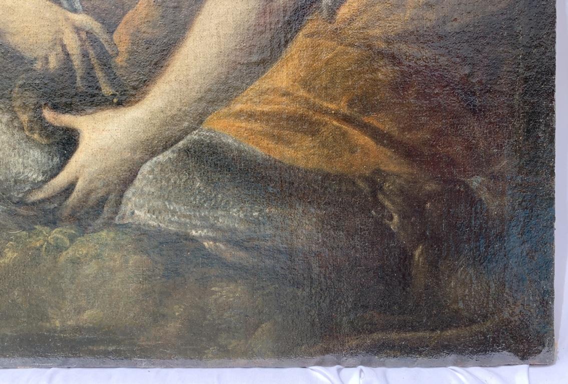 Pintura italiana de figuras del siglo XVII - Tobías ángel - Óleo sobre lienzo  Italia 8