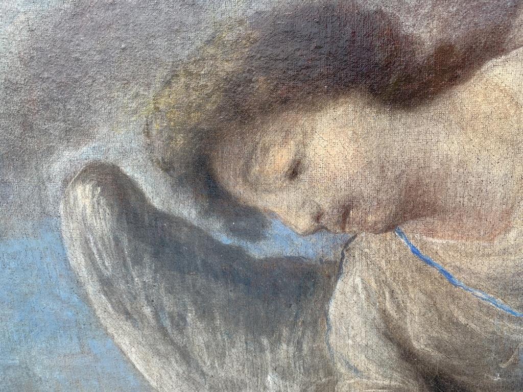 Pintura italiana de figuras del siglo XVII - Tobías ángel - Óleo sobre lienzo  Italia 10