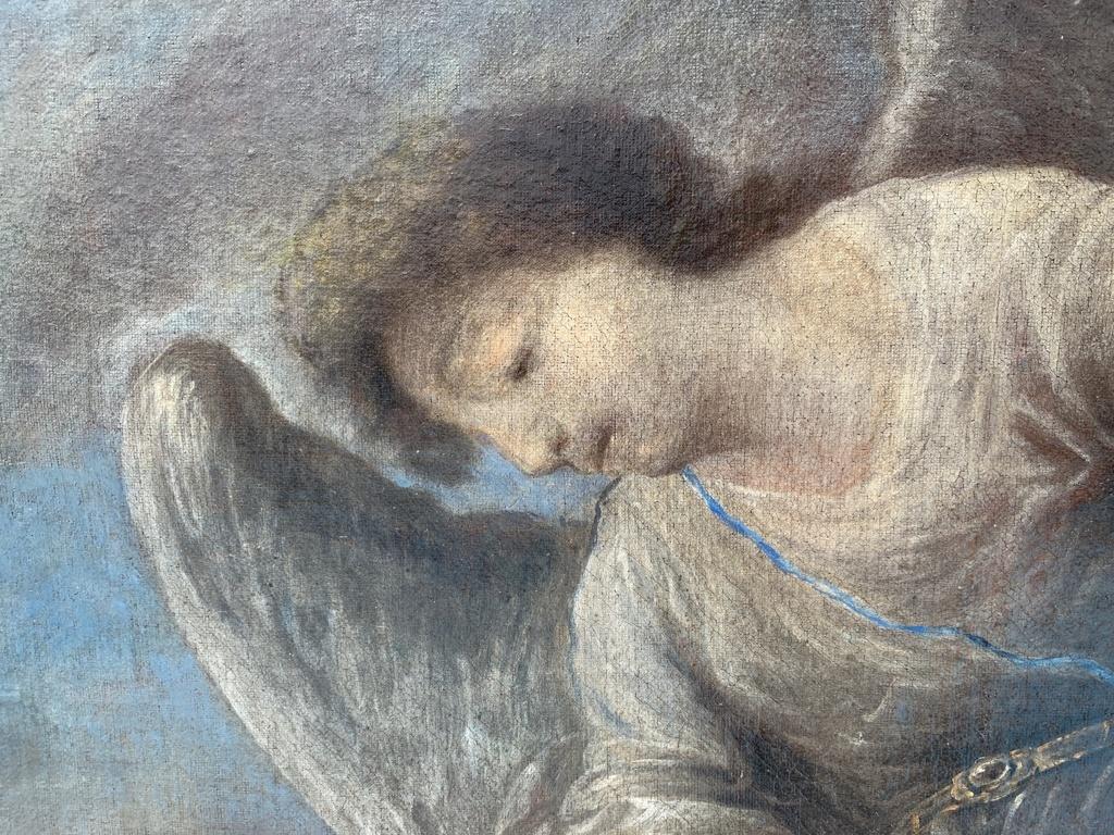 Pintura italiana de figuras del siglo XVII - Tobías ángel - Óleo sobre lienzo  Italia 3