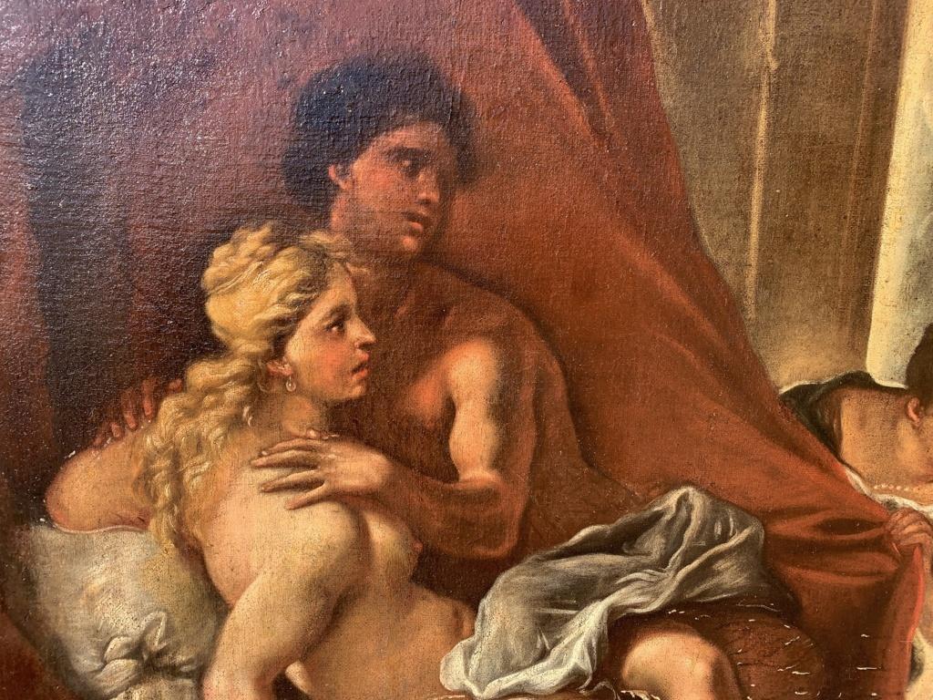 17th century Italian figure painting - Venus Mars - Oil on canvas  baroque - Black Nude Painting by Unknown