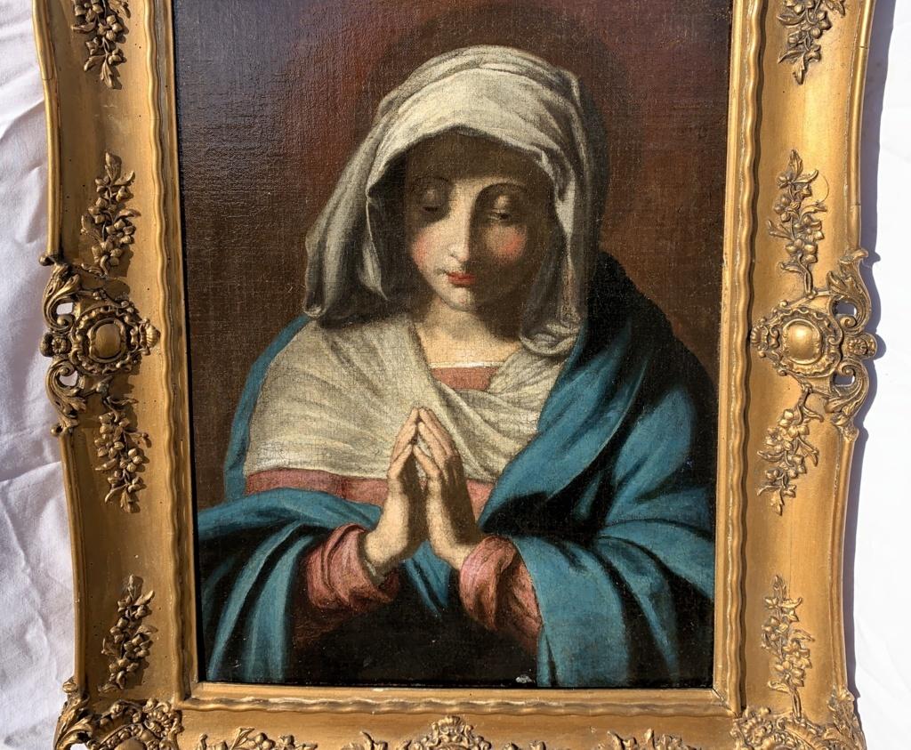 17th century Italian figure painting - Virgin Madonna Oil on canvas Sassoferrato - Brown Figurative Painting by Unknown