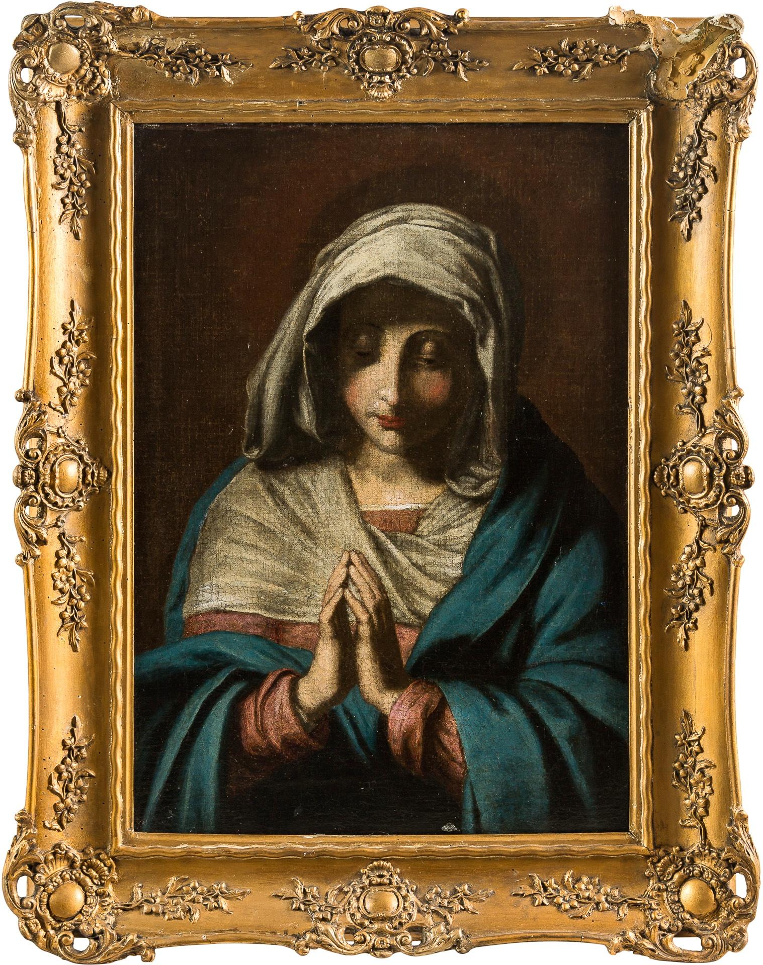 Unknown Figurative Painting - 17th century Italian figure painting - Virgin Madonna Oil on canvas Sassoferrato
