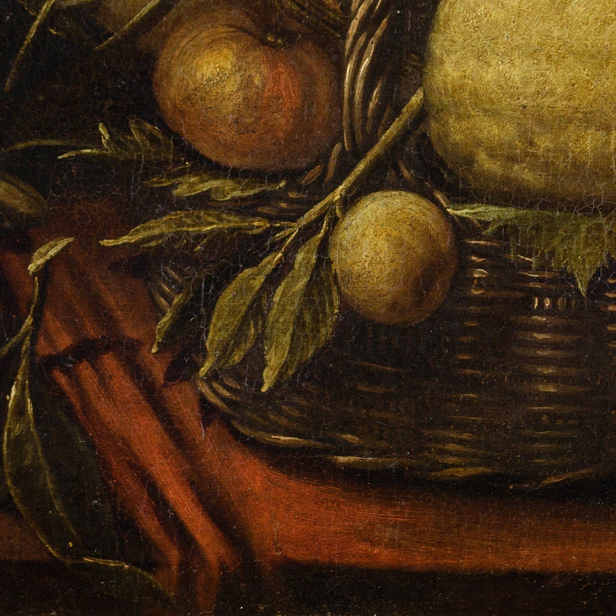17th-Century Italian School Still Life With Fruit & Vegetables, Oil Painting 1