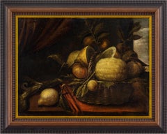 17th-Century Italian School Still Life With Fruit & Vegetables, Oil Painting