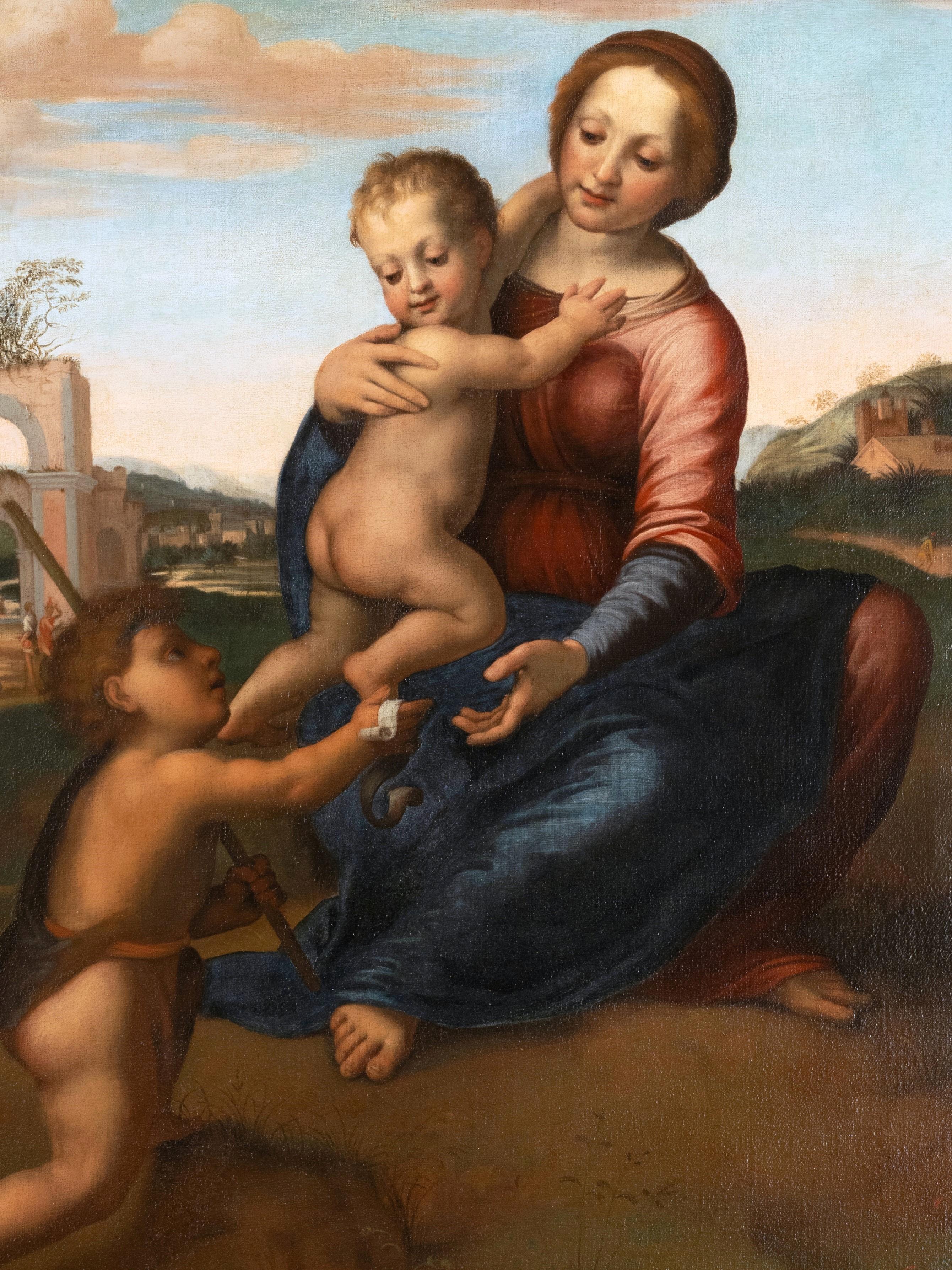 Escuela italiana del siglo XVII, La Virgen y el Niño con San Juan Bautista - Painting Antiguos maestros de Unknown