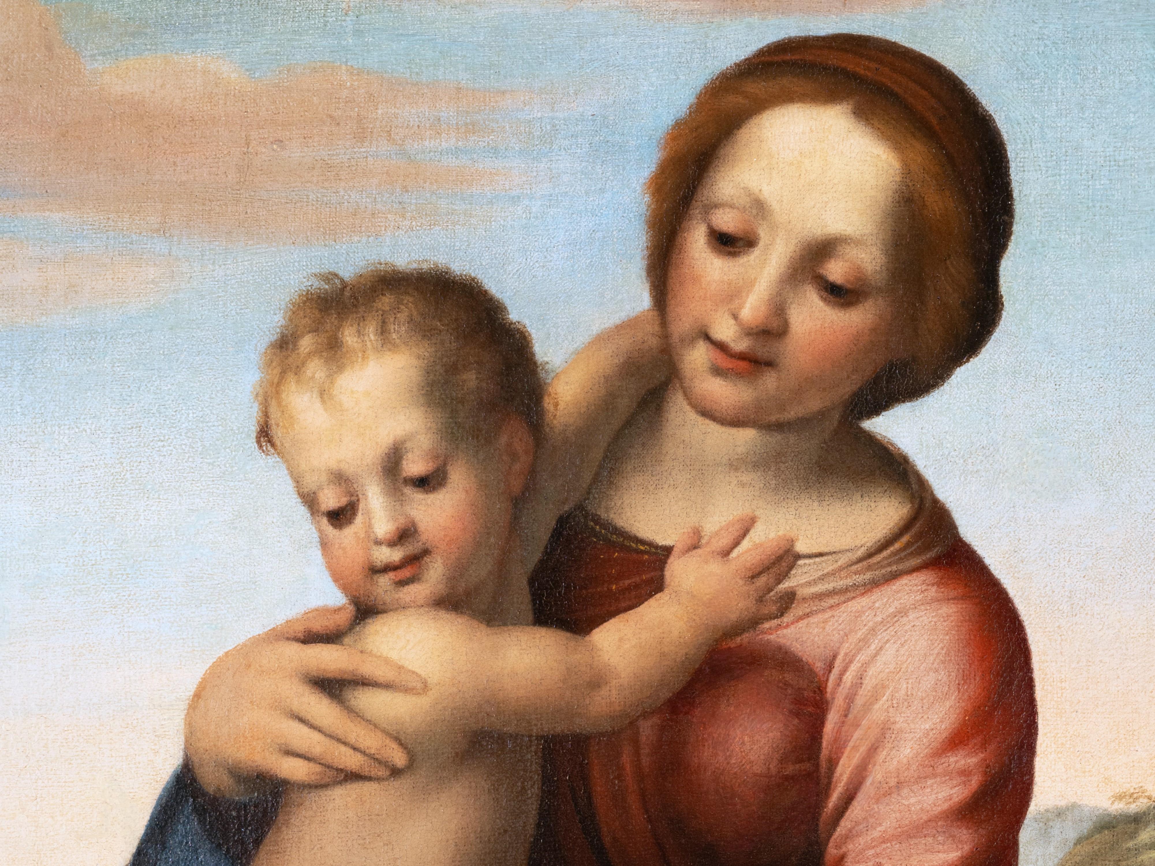 Escuela italiana del siglo XVII, La Virgen y el Niño con San Juan Bautista en venta 3