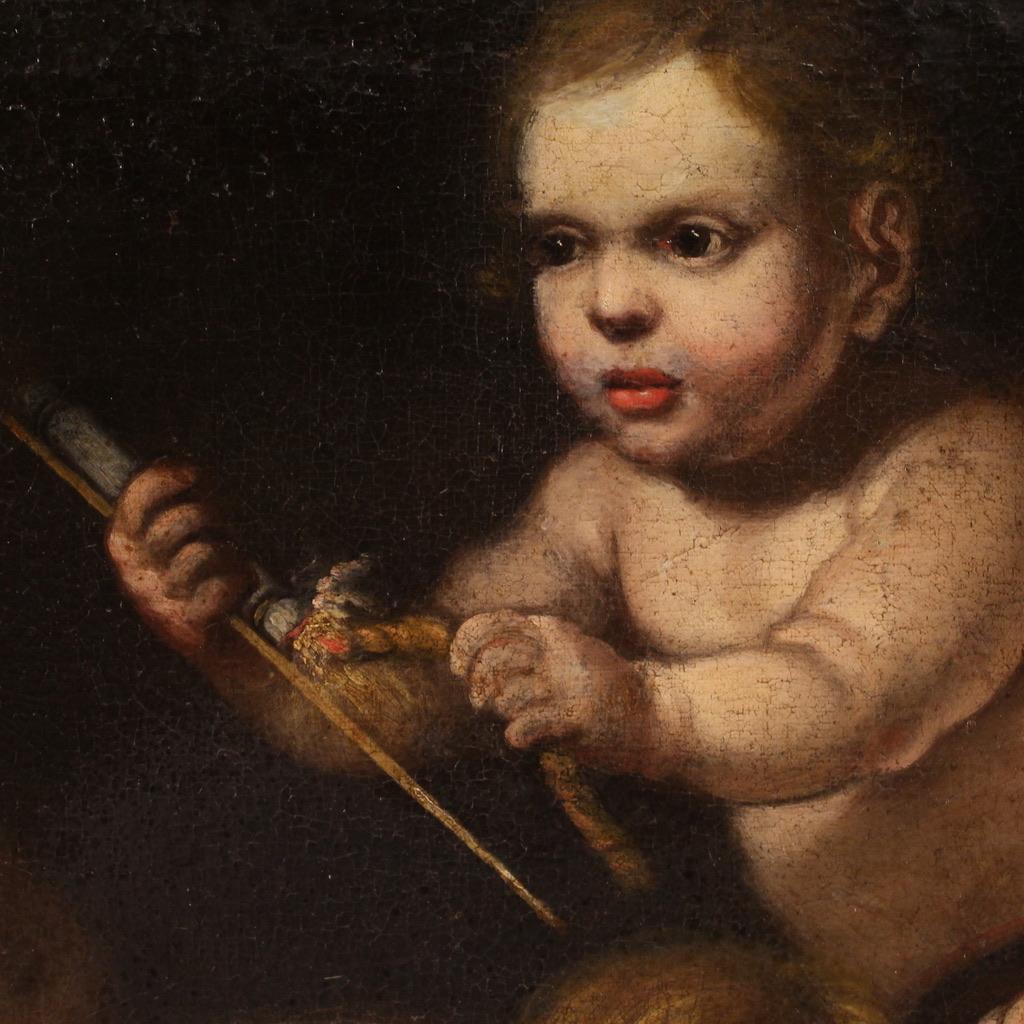 huile sur toile du 17e siècle Peinture ancienne Jeu d'angelots Ecole Rudolphine, 1670 2