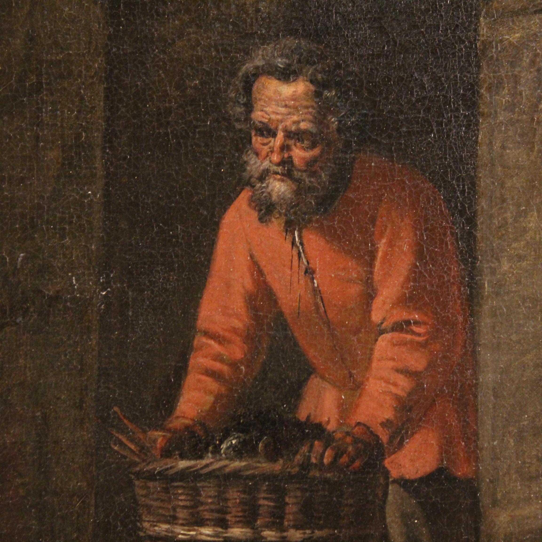17th Century Oil on Canvas Flemish Antique Painting Genre Scene, 1670 in vendita 11
