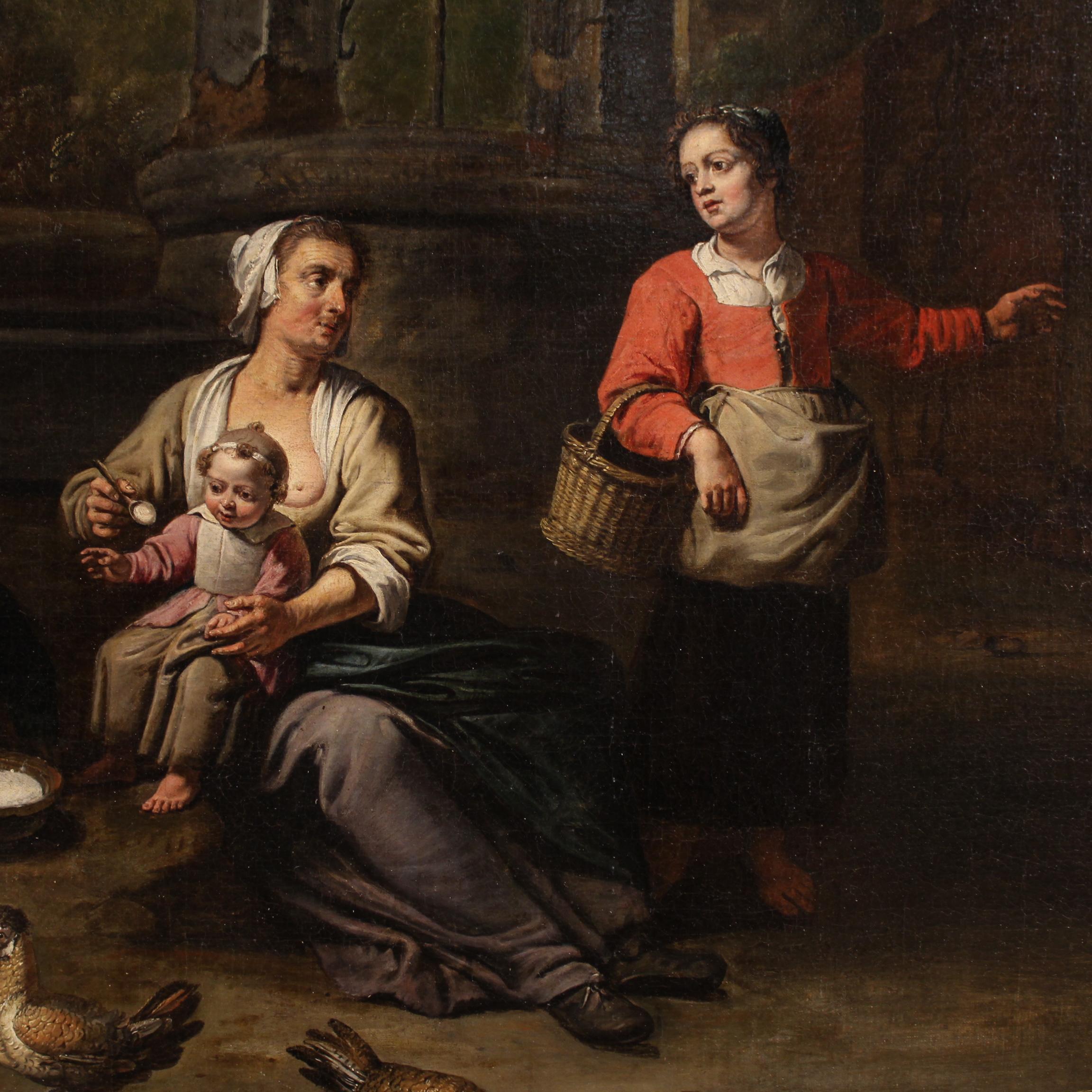 17th Century Oil on Canvas Flemish Antique Painting Genre Scene, 1670 in vendita 2