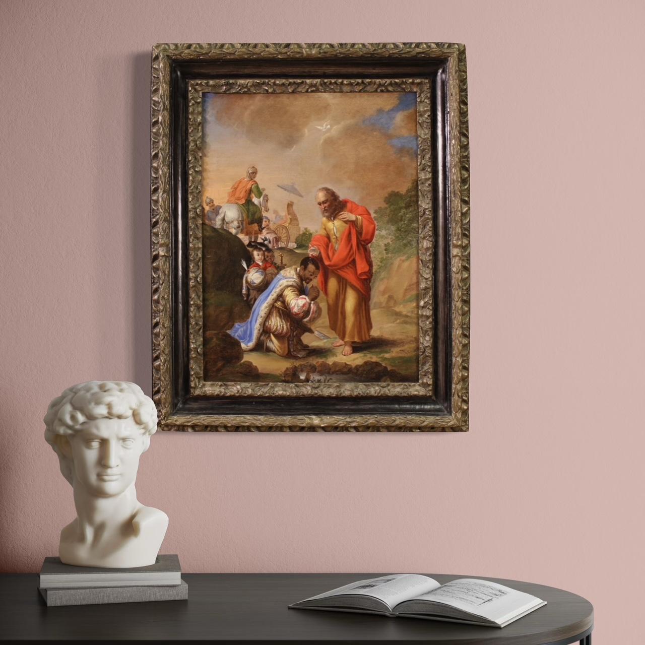 17. Jahrhundert Öl auf Leinwand Flämisches Gemälde Sankt Philippus tauft den Eunuchen im Angebot 10