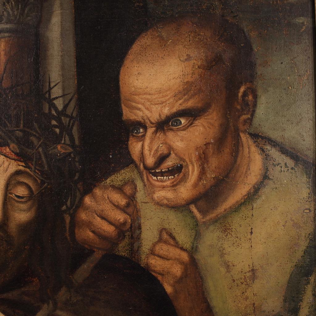 17th Century Oil on Canvas Flemish Religious Painting Ecce Homo, 1640 in vendita 9