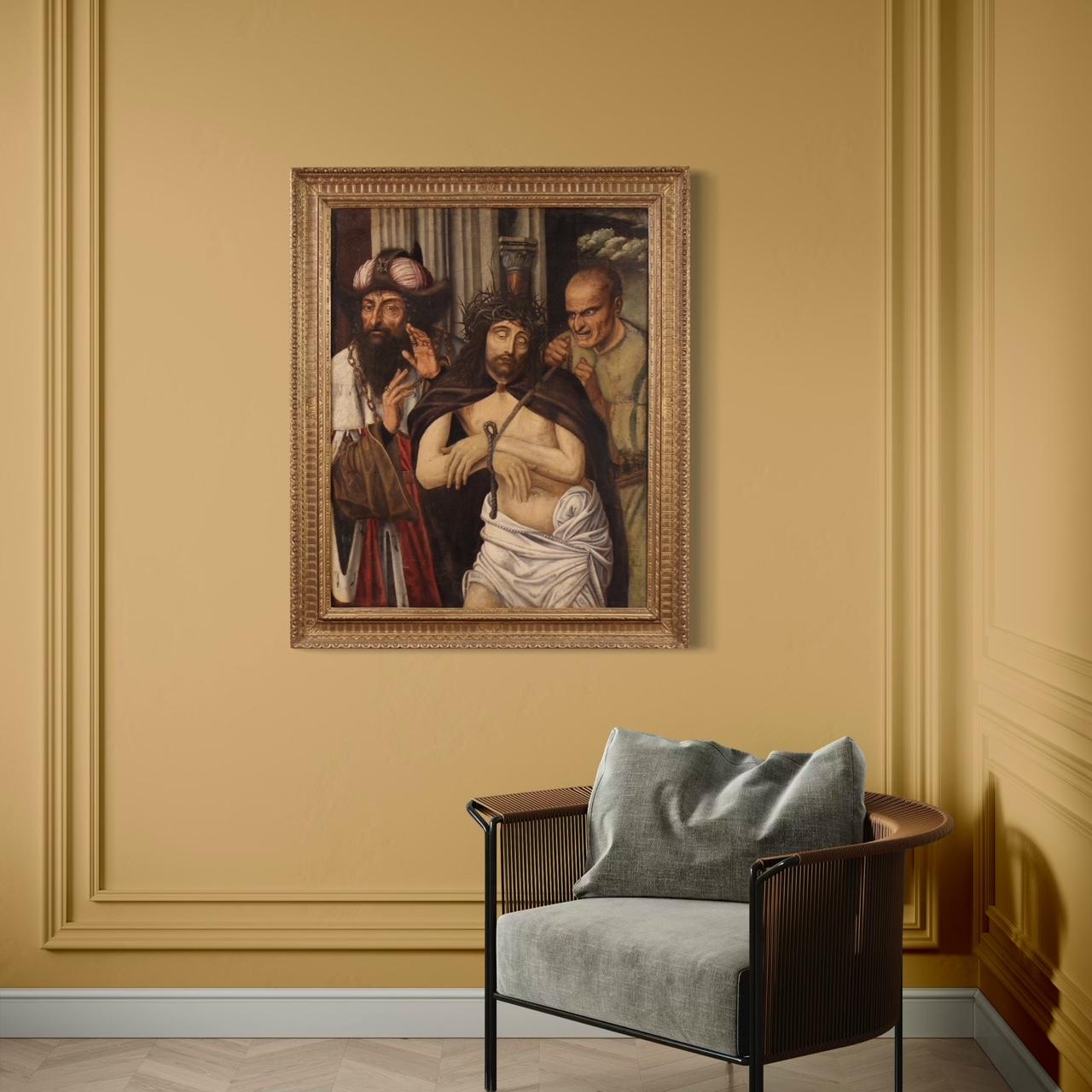 17th Century Oil on Canvas Flemish Religious Painting Ecce Homo, 1640 in vendita 1