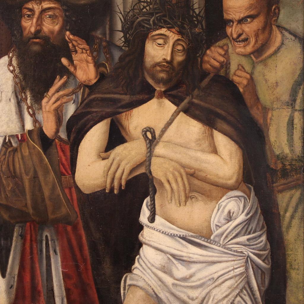 17th Century Oil on Canvas Flemish Religious Painting Ecce Homo, 1640 in vendita 2