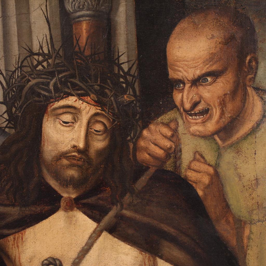 17th Century Oil on Canvas Flemish Religious Painting Ecce Homo, 1640 in vendita 5