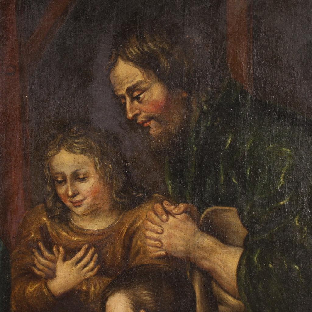 siglo XVII Óleo sobre Lienzo Pintura Antigua Francesa Adoración de los Pastores, 1670 11