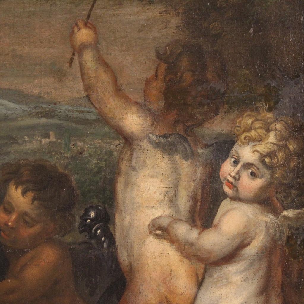 17th Century Oil on Canvas Flemish Painting Rinaldo and Armida, 1670 For Sale 8