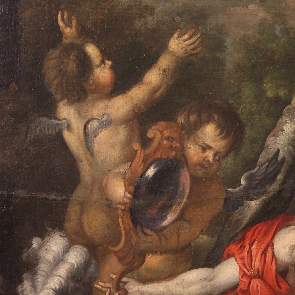 17th Century Oil on Canvas Flemish Painting Rinaldo and Armida, 1670 For Sale 9