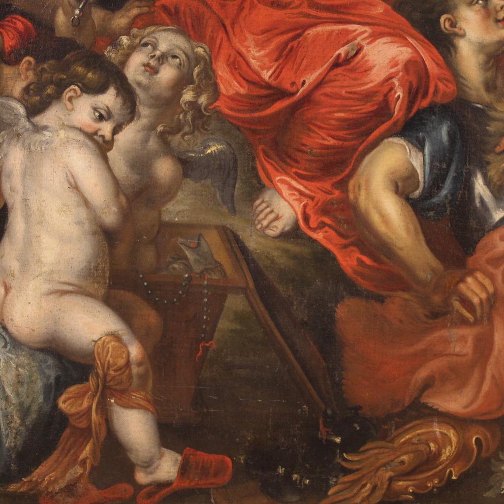 17th Century Oil on Canvas Flemish Painting Rinaldo and Armida, 1670 For Sale 5